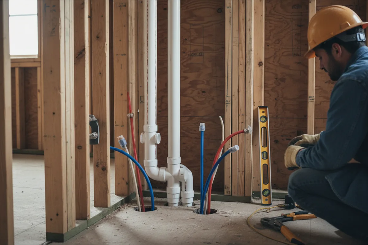 Drain and supply rough-in during Garbage Disposal Repair in Milford